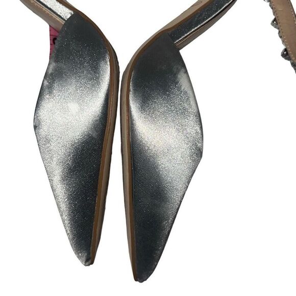 Jewel Badgley Mischka Jazmine Gray Silver Glitter Satin Evening Pump Heels Sz 8 - Picture 11 of 11